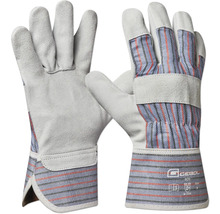 Paar Arbeitshandschuhe aus Leder mit gestreiftem Stoff