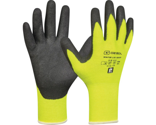 Gelbe und graue Winterhandschuhe von Gebol