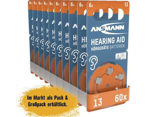 Ansmann Hörgerätebatterien Typ 13, 60 Stück