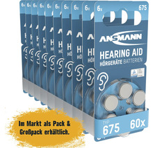 Ansammann Hörgerätebatterien Typ 675, 60 Stück