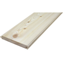 Holzdiele aus hellem Fichtenholz mit Nut- und Federprofil und sichtbarer Maserung.