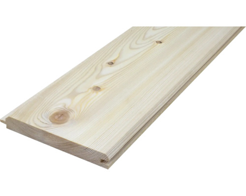 Holzdiele aus hellem Fichtenholz mit Nut- und Federprofil und sichtbarer Maserung.