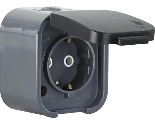 Schutzkontaktsteckdose mit Klappdeckel für den Außenbereich