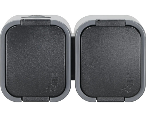 Doppelsteckdose für den Außenbereich mit Klappdeckel