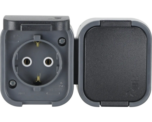 Schutzkontaktsteckdose mit Klappdeckel