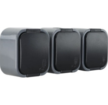 Drei wettergeschützte Steckdosen für den Außenbereich