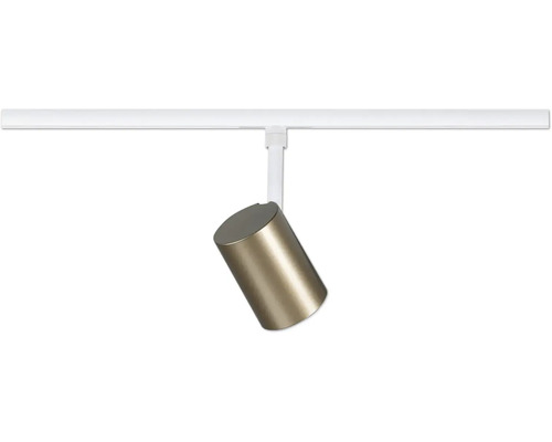 Zylindrischer Strahler in Messing-Optik für Schienensysteme.