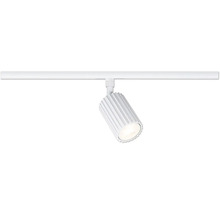 Strahler für Schienensystem in Weiß mit geriffelter Oberfläche.