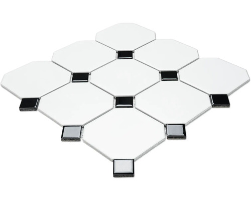 Mosaikfliese aus Keramik mit quadratischen und achteckigen Elementen