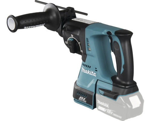 Makita Akku-Bohrhammer 18 Volt LXT mit bürstenlosem Motor, Zusatzhandgriff und Tiefenanschlag.