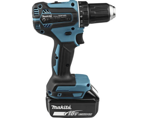 Makita Akku-Bohrschrauber DDF485 18 Volt Lithium-Ionen mit Akku und Schnellspannbohrfutter.