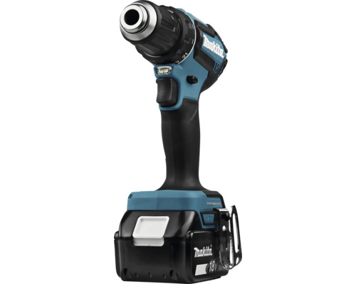 Makita Akku-Bohrschrauber 18 Volt mit bürstenlosem Motor, Schnellspannbohrfutter und LED-Arbeitslicht.