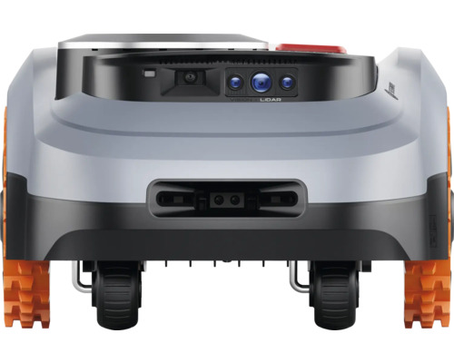 Rückansicht eines Rasenmähroboters mit Vision und Lidar