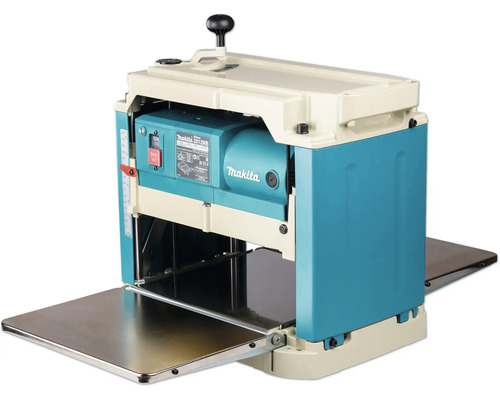 Makita Dickenhobel 2012NB mit Metalltisch und Kurbel zur Höhenverstellung.