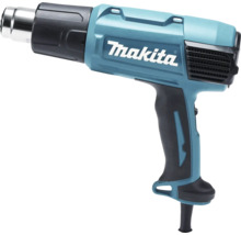 Makita Heißluftgebläse in Blau und Schwarz mit Metalldüse.