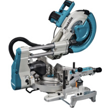 Makita Akkumulator-Kapp- und Gehrungssäge mit Zugfunktion, Sägeblattschutz und Staubabsaugung.
