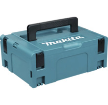 Makita Makpac Systemkoffer aus Kunststoff mit Tragegriff und Verschlussclips.