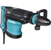 Türkisfarbener und schwarzer Makita Abbruchhammer mit Anti-Vibrations-Technologie, D-Handgriff und verstellbarem Seitengriff.