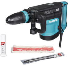 Makita Abbruchhammer mit Anti-Vibration-Technologie, Meißel, Fett und Reinigungstuch.