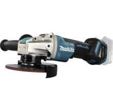 Makita Akku-Winkelschleifer mit bürstenlosem Motor, Zusatzhandgriff und Schutzhaube.