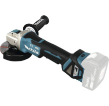 Makita Akku-Winkelschleifer 18 Volt mit bürstenlosem Motor, Seitengriff und Schutzhaube.