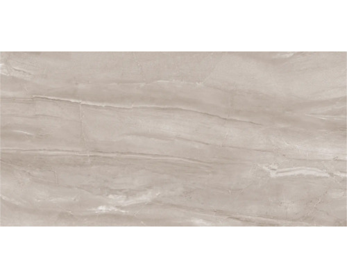 Fliese in Steinoptik mit horizontaler Maserung und feinen Adern.