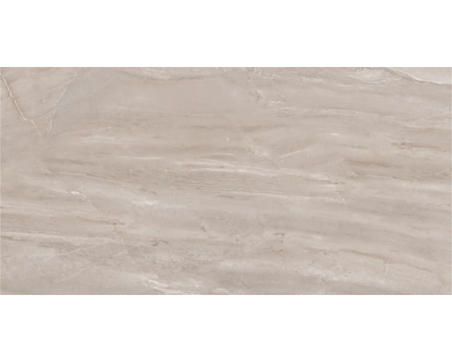 Feinsteinzeugfliese in Marmoroptik, beige, mit feiner Maserung.