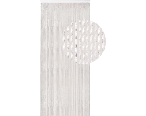 Dekoschals mit Fadenvorhang und Vergrößerung des Fadenmaterials