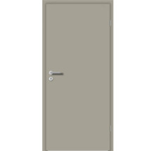 Moderne Innentür in Taupe mit silberfarbenem Türdrücker und Schlüsselloch-Rosette.