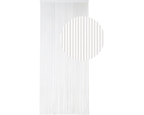 DEGOR Türvorhang Art91 weiß 90x210 cm Dekoschleier mit Fäden und Detailansicht