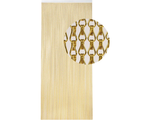 Goldfarbener Kettenvorhang mit Detailansicht