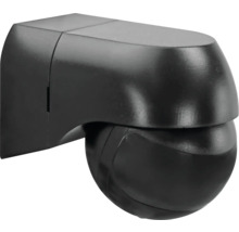 Schwarzer Bewegungsmelder zur Wandmontage für den Außen- oder Innenbereich.