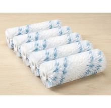 Fünf weiße Farbwalzen mit Musterung