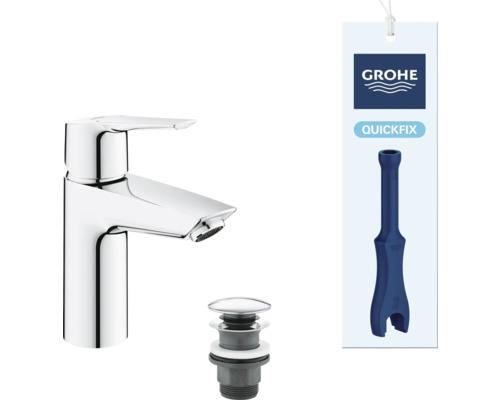 Waschtischarmatur mit Ablaufgarnitur und Montagewerkzeug