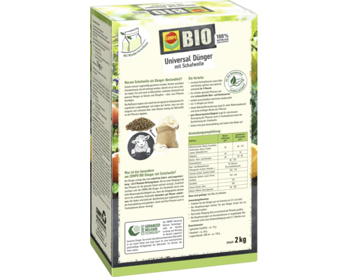 Compo Bio Universal Dünger mit Schafwolle, 2 Kilogramm Packung