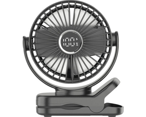 Ventilator mit Clip zur Befestigung und digitaler Anzeige