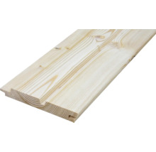 Profilholz aus hellem Nadelholz mit Nut und Feder.