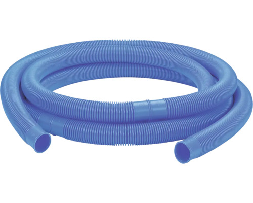 Flexibler, gerippter Poolschlauch aus Kunststoff in Blau.