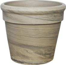 Runder Pflanztopf mit Marmor-Optik und breitem Rand.
