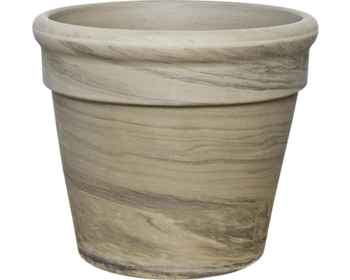 Runder Pflanztopf mit Marmor-Optik und breitem Rand.