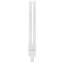 Weiße Sylvania Kompaktleuchtstofflampe mit Zweistiftsockel.