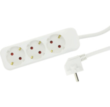 3-fach Steckdosenleiste mit Schutzkontakt, Kindersicherung und Winkelstecker.