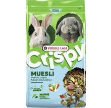 Versele-Laga Crispy Muesli Kaninchenfutter mit Ballaststoffen, Gemüsestücken und Pellets, ohne künstliche Zusatzstoffe.