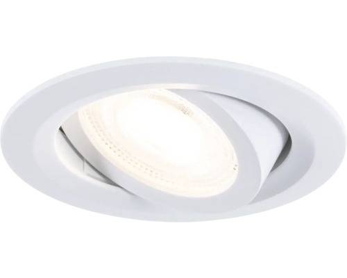 Schwenkbarer LED-Einbaustrahler in Weiß mit rundem Gehäuse.