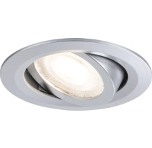 Schwenkbarer LED Einbaustrahler aus Metall in runder Form.