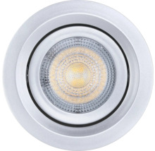 Runder Einbaustrahler aus Metall in Silber mit LED Leuchtmittel.