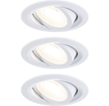 Dreier-Set schwenkbare LED Einbaustrahler in Weiß, rund.
