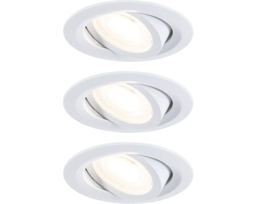 Dreier-Set schwenkbare LED Einbaustrahler in Weiß, rund.