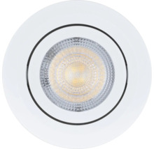 Runder LED-Einbaustrahler in Weiß mit strukturierter Linse.