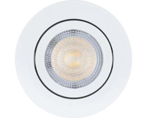 Runder LED-Einbaustrahler in Weiß mit strukturierter Linse.